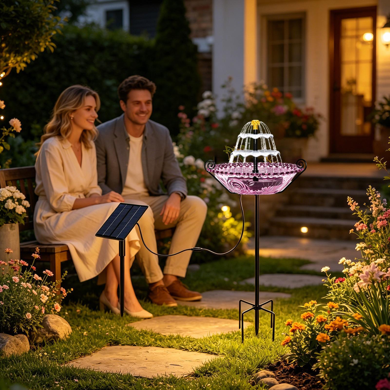 Power Outdoor - Bird Bath Solar Powered Garden Decor
