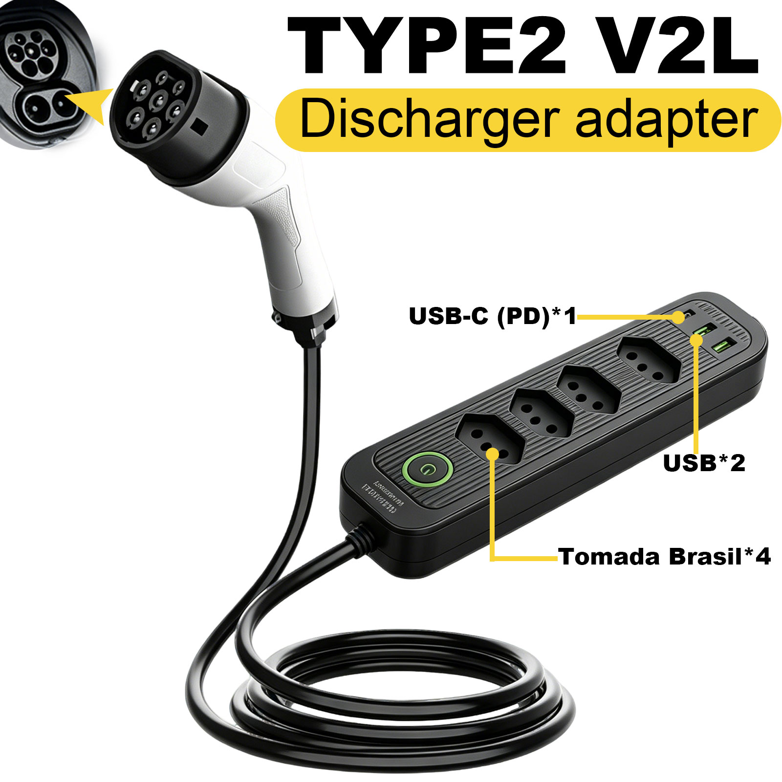 Type2 V2L Discharge Adapter 16 - Outdoor Power Outlet Extension 评论和价格