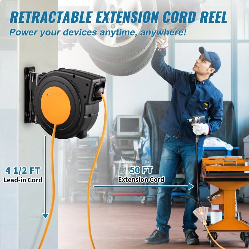 Power Cord Reel 50ft 14AWG 3 O - Outdoor Power Outlet Extension 评论和价格