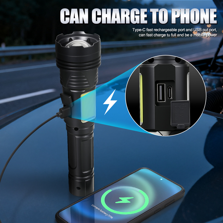 Powerful LED Handheld Flashlig - Outdoor Power Bank 评论和价格